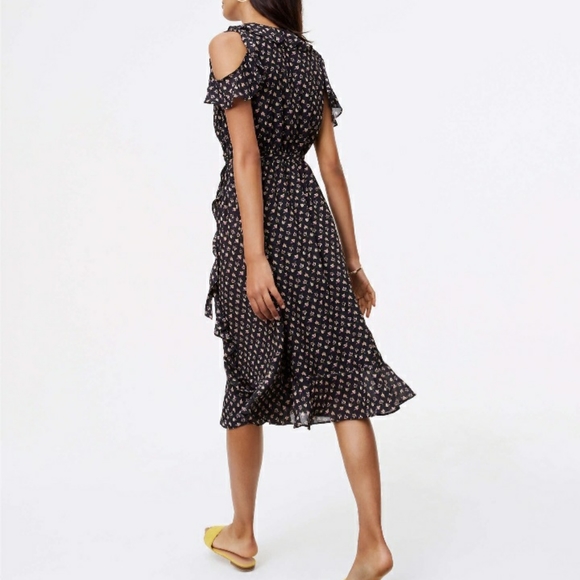 Loft Violet cold shoulder floral midi dress - Picture 7 of 12